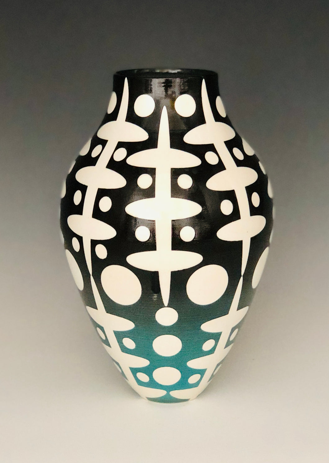 Colorblast Vase - Black/White/Turquoise