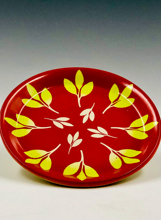 Colorblast Dessert Plate - Red Leaf