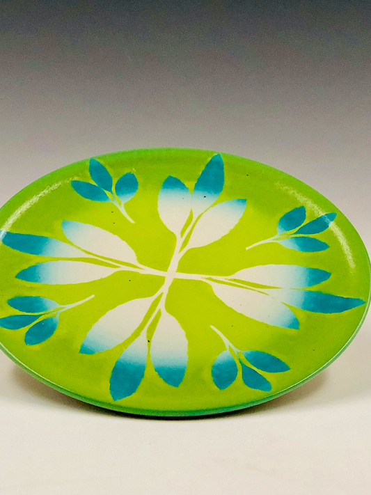 Colorblast Dessert Plate - Green Leaf